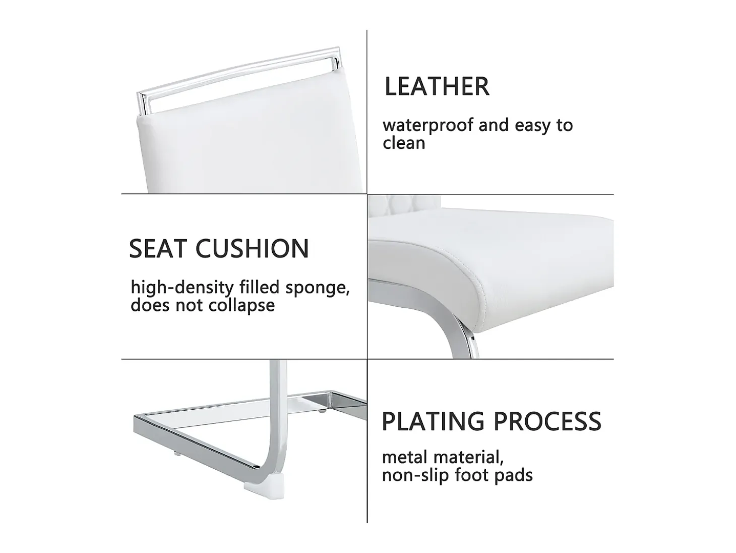 Juego de 2 sillas de comedor modernas con respaldo alto y patas tapizadas, respaldo de rayas cruzadas para comedor, cocina y oficina, color blanco