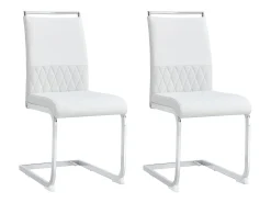 Juego de 2 sillas de comedor modernas con respaldo alto y patas tapizadas, respaldo de rayas cruzadas para comedor, cocina y oficina, color blanco