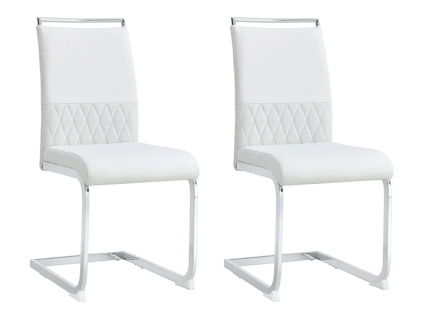 Juego de 2 sillas de comedor modernas con respaldo alto y patas tapizadas, respaldo de rayas cruzadas para comedor, cocina y oficina, color blanco