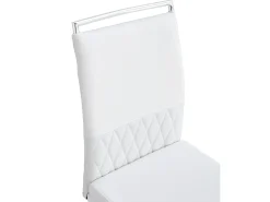 Juego de 2 sillas de comedor modernas con respaldo alto y patas tapizadas, respaldo de rayas cruzadas para comedor, cocina y oficina, color blanco