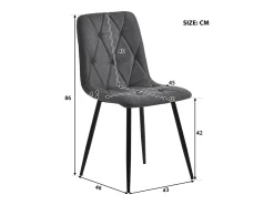 Juego de 4 sillas de comedor, gris oscuro, silla de diseño tapizada, lino sarga, con respaldo, patas de metal