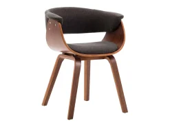 Juego de 2 sillas de comedor de madera curvada gris y tela