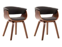 Juego de 2 sillas de comedor de madera curvada gris y tela
