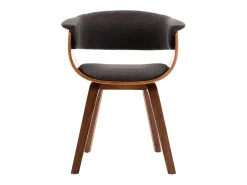 Juego de 2 sillas de comedor de madera curvada gris y tela