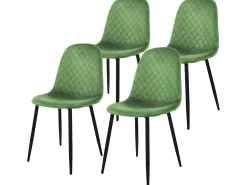 Juego de 4 sillas de comedor de terciopelo salvia con patas de metal incl. material de montaje ML-Design