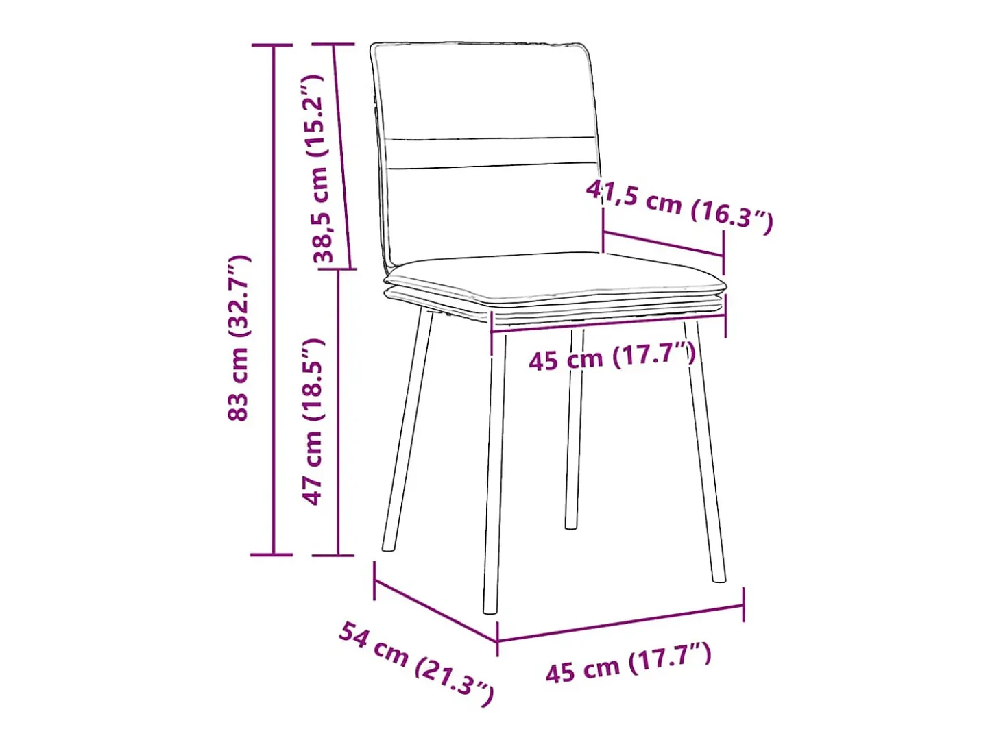 Juego de 2 sillas de comedor de terciopelo azul