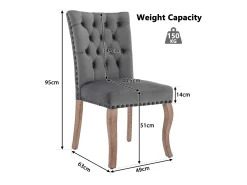 Juego de 6 sillas de comedor - sillas de comedor de terciopelo gris - con respaldo acolchado y patas de madera
