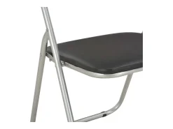 Juego de 4 sillas de comedor plegables de piel sintética negra