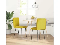 Juego de 2 sillas de comedor de terciopelo amarillo