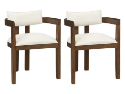 Juego de 2 sillas de comedor de madera maciza - 57,5 x 60,5 x 78,5 cm - estilo moderno - lino - marrón