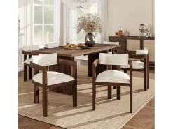 Juego de 2 sillas de comedor de madera maciza - 57,5 x 60,5 x 78,5 cm - estilo moderno - lino - marrón