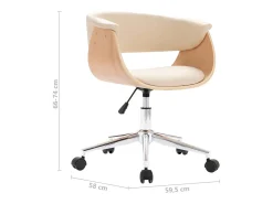 Juego de 2 sillas de comedor giratorias de polipiel color crema