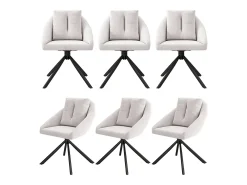 Juego de 6 sillas de comedor de terciopelo - 79 x 51,5 x 51,5 cm - Elegantes y cómodas sillas giratorias - con cojines - Beige