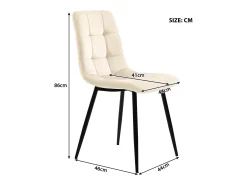Juego de 4 sillas de comedor de terciopelo - patas de metal - beige