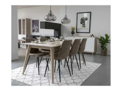 Juego de 2 sillas de comedor MODA - Tela tapizada y patas de acero negro-Color Gris