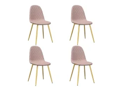 Juego de 4 Sillas de comedor terciopelo rosa ES459931