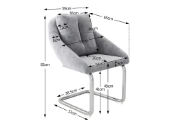 Juego de 4 sillas de comedor - terciopelo gris - Sillas con respaldo acolchado y patas arqueadas plateadas