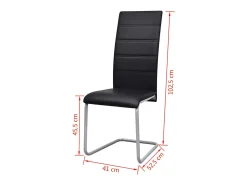Juego de 6 sillas de comedor Cantilever de piel sintética negra