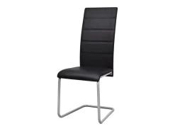 Juego de 6 sillas de comedor Cantilever de piel sintética negra