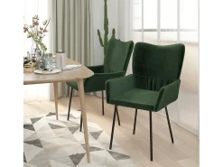 Juego de 2 Sillas de comedor terciopelo verde oscuro ES193429