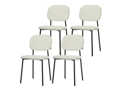 Juego de 4 sillas de comedor, sillas de cocina tapizadas con respaldo, aspecto terciopelo, patas de acero, color blanco