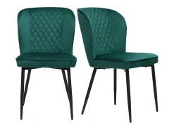 Juego de 2 sillas de comedor - terciopelo verde - con estructura de metal y respaldo acolchado