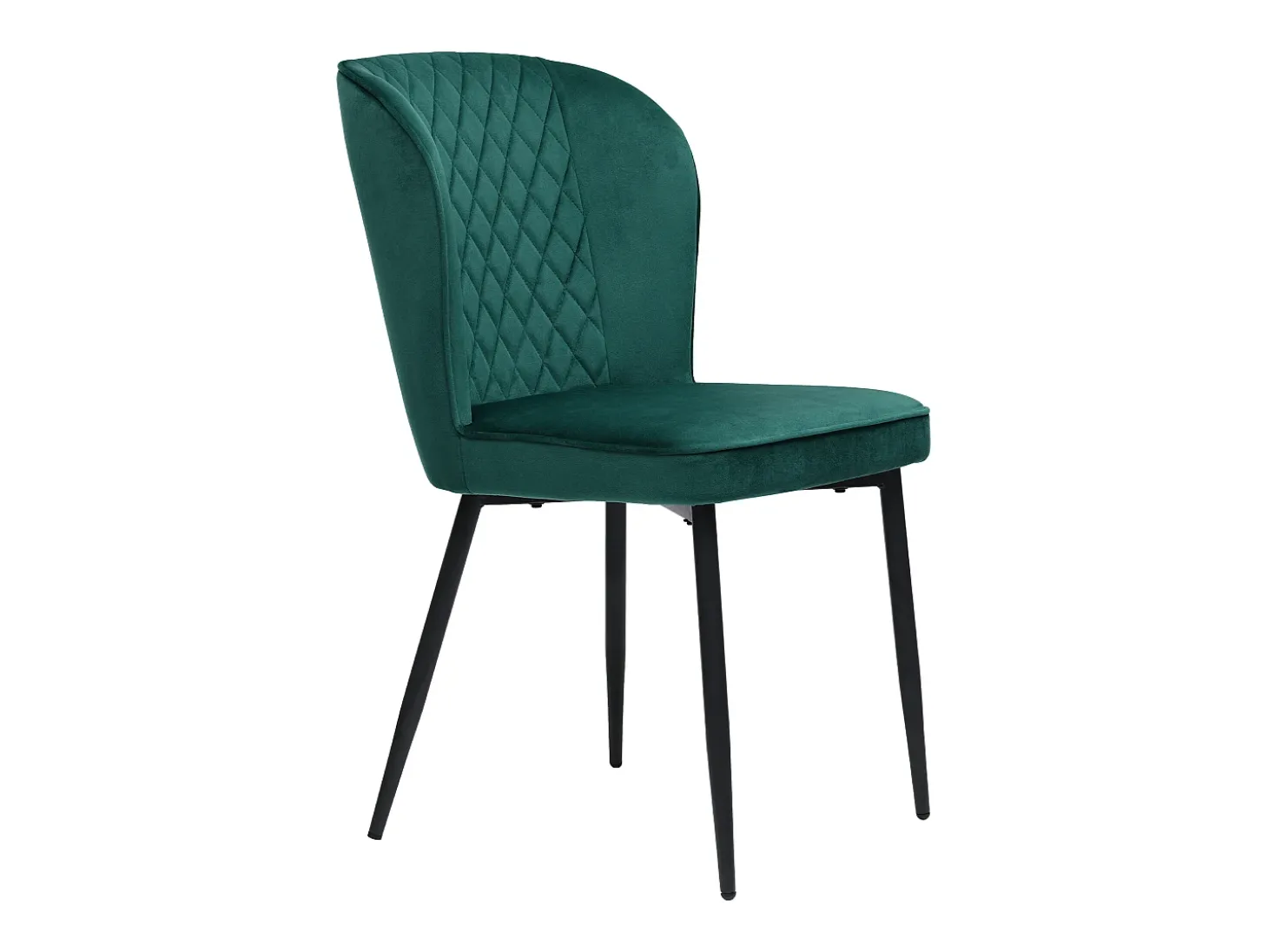 Juego de 2 sillas de comedor - terciopelo verde - con estructura de metal y respaldo acolchado