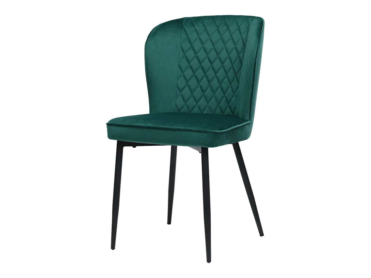 Juego de 2 sillas de comedor - terciopelo verde - con estructura de metal y respaldo acolchado