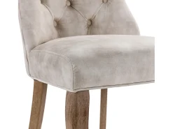 Juego de 2 sillas de comedor de terciopelo - Acolchado de botones - Crema
