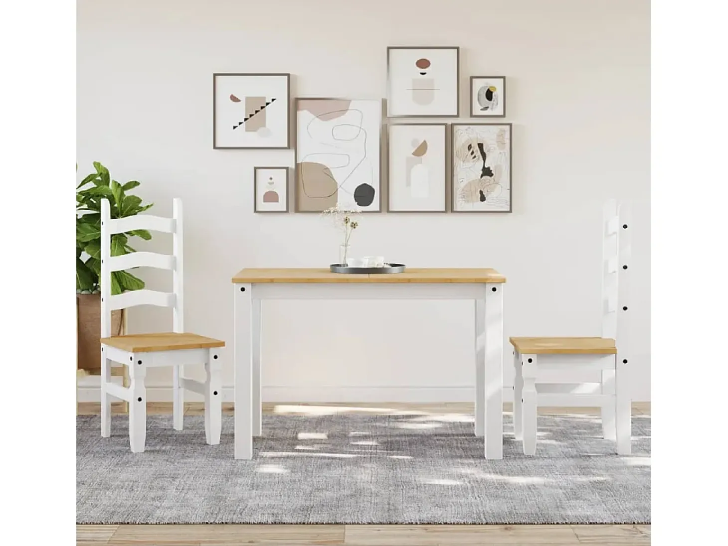 Juego de 2 Sillas de comedor Corona madera pino blanco 42x47x107 cm ES488691