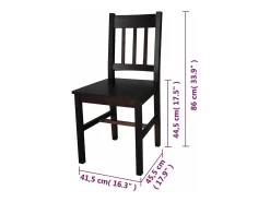 Juego de 6 Sillas de comedor madera de pino marrón oscuro ES765646