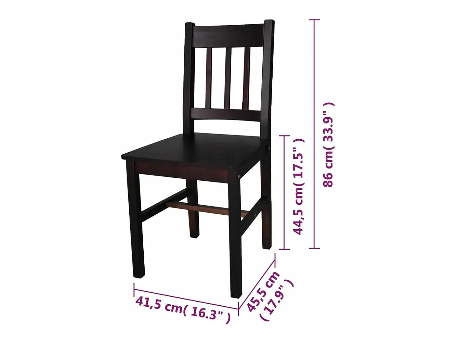 Juego de 6 Sillas de comedor madera de pino marrón oscuro ES765646