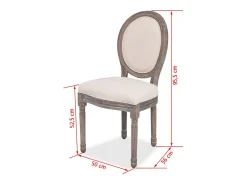 Juego de 4 sillas de comedor de tela color crema