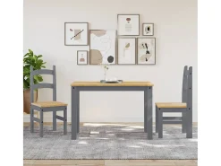 Juego de 2 sillas de comedor gris 40x46x99 cm madera maciza de pino