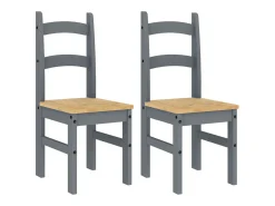 Juego de 2 sillas de comedor gris 40x46x99 cm madera maciza de pino