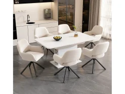 Juego de 2 sillas de comedor giratorias de terciopelo con reposabrazos, diseño moderno – beige