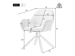 Juego de 2 sillas de comedor giratorias de terciopelo con reposabrazos, diseño moderno – beige