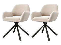 Juego de 2 sillas de comedor giratorias de terciopelo con reposabrazos, diseño moderno – beige