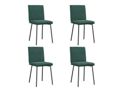 Juego de 4 sillas de comedor de terciopelo verde oscuro