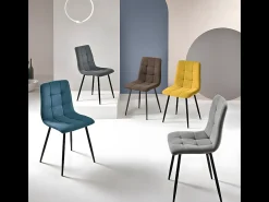 Juego de 4 sillas de comedor modernas marrones en tejido 