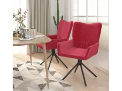 Juego de 2 Sillas de comedor giratorias terciopelo rojo tinto ES139217