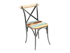 Juego de 2 sillas de comedor de madera maciza recuperada