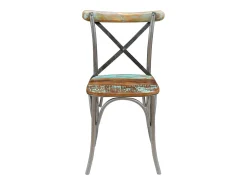 Juego de 2 sillas de comedor de madera maciza recuperada