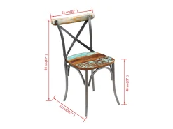 Juego de 2 sillas de comedor de madera maciza recuperada