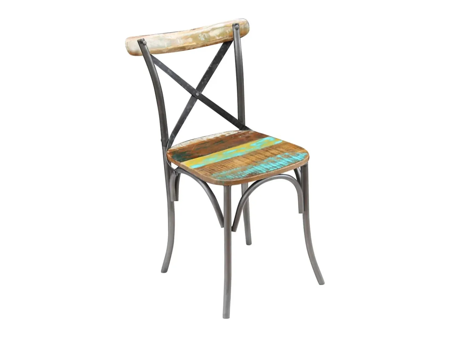 Juego de 2 sillas de comedor de madera maciza recuperada