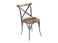 Juego de 2 sillas de comedor de madera maciza recuperada