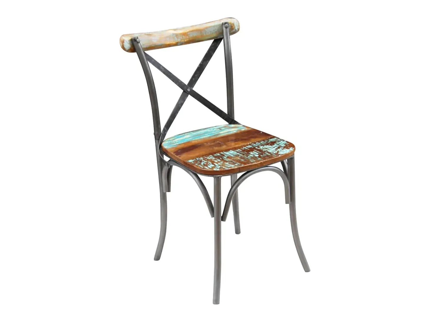 Juego de 2 sillas de comedor de madera maciza recuperada