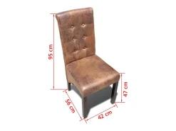 Juego de 4 sillas de comedor de piel sintética marrón