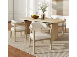 Juego de 6 sillas de comedor de madera maciza - 58 x 58 x 78 cm - Estilo moderno - tapizado en bucle - color natural