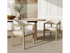 Juego de 6 sillas de comedor de madera maciza - 58 x 58 x 78 cm - Estilo moderno - tapizado en bucle - color natural